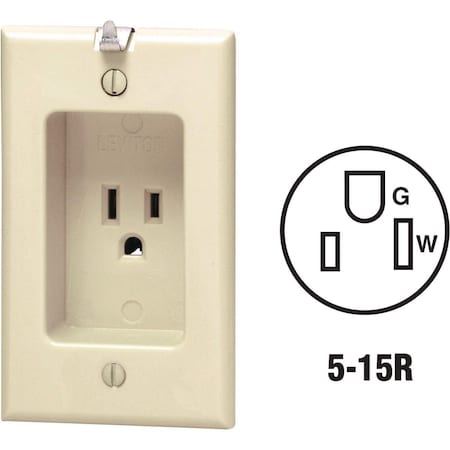 Leviton 15A Ivory Residential Grade 5-15R Single Clock Outlet 101-00688-00I